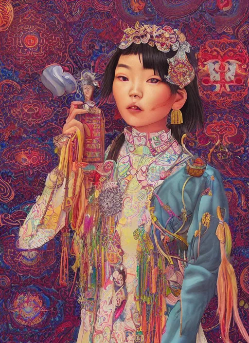 Image similar to lovely tibetan girl : : by martine johanna and simon stalenhag and chie yoshii and casey weldon and wlop : : ornate, dynamic, particulate, rich colors, intricate, elegant, highly detailed, centered, artstation, smooth, sharp focus, octane render, 3 d