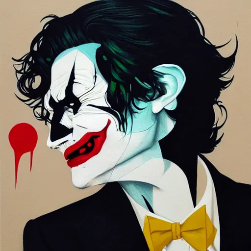 Prompt: Joker picture by Sachin Teng, asymmetrical, dark vibes, Realistic Painting , Organic painting, Matte Painting, geometric shapes, hard edges, graffiti, street art:2 by Sachin Teng:4