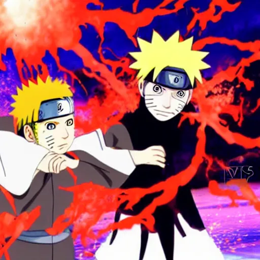 Image similar to naruto fighting sasuke final battle