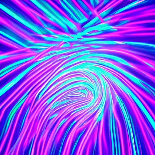 Prompt: purple tornado made of purple light blue neon vaporwave