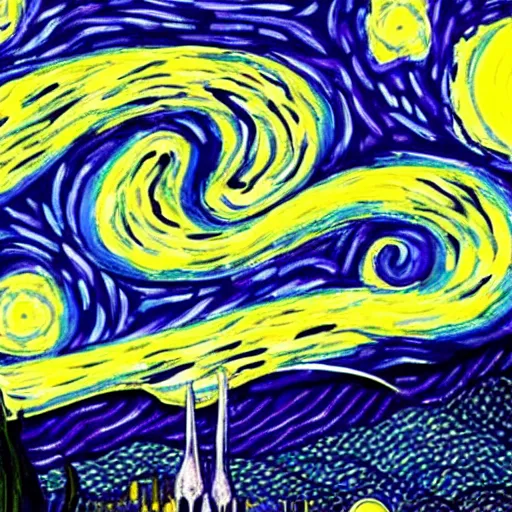 Prompt: starry night by mike allred