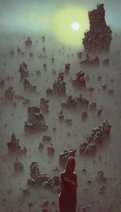 Image similar to by zdzislaw beksinski, color