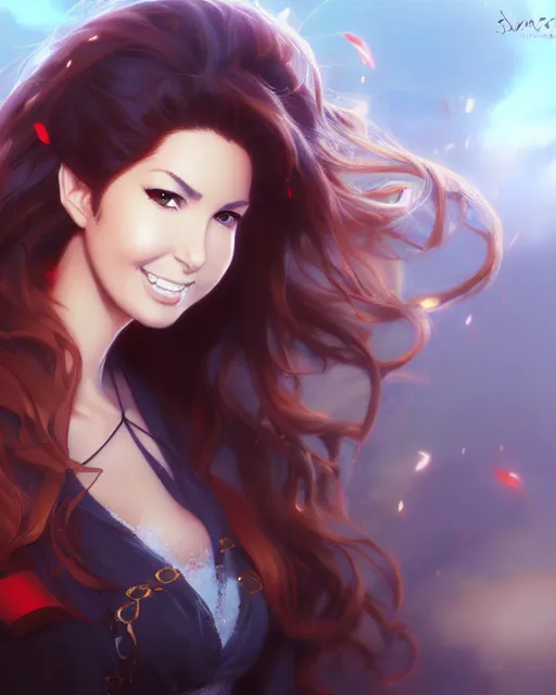 Image similar to anime portrait of Shania Twain by Stanley Artgerm Lau, WLOP, Rossdraws, James Jean, Andrei Riabovitchev, Marc Simonetti, and Sakimichan, trending on artstation