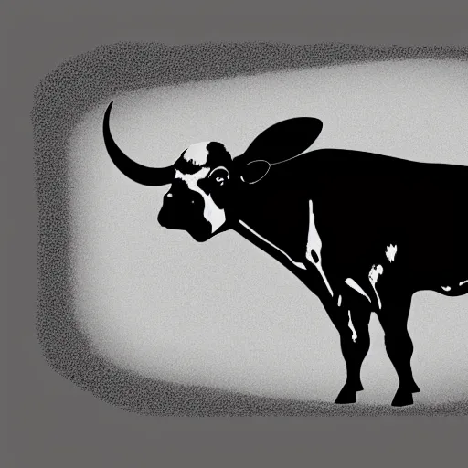 Image similar to alien abducting a cow black and white illustration