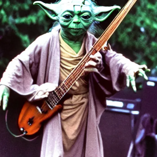 Image similar to yoda performing at woodstock