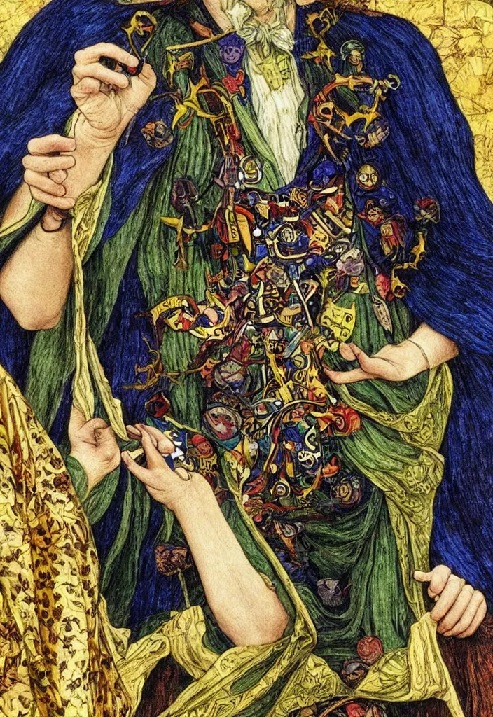 Prompt: Yoshua Bengio on the Tarot card. Illustration by preraphaelists