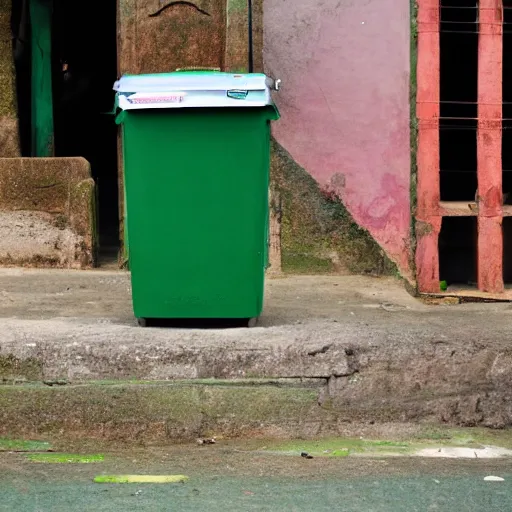 Image similar to green dustbin in sri lanka, street view