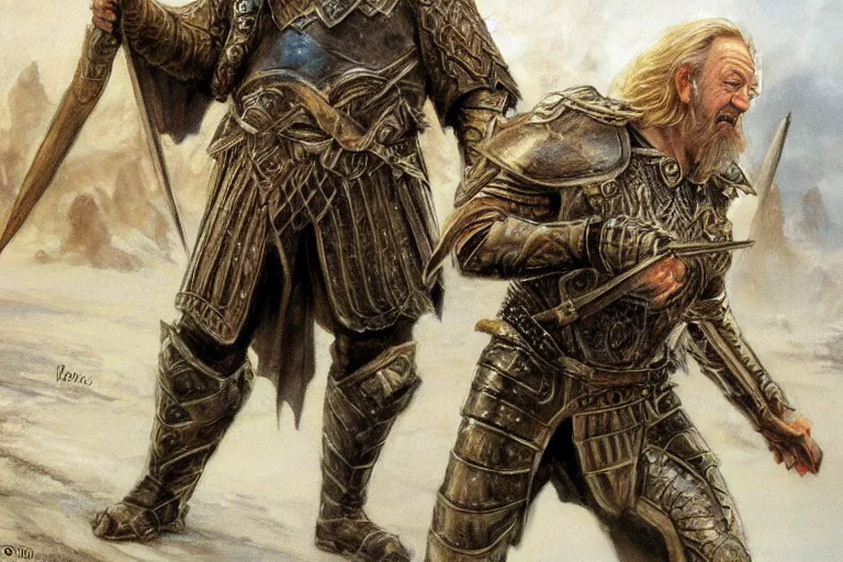 Image similar to Theoden. concept art by James Gurney.