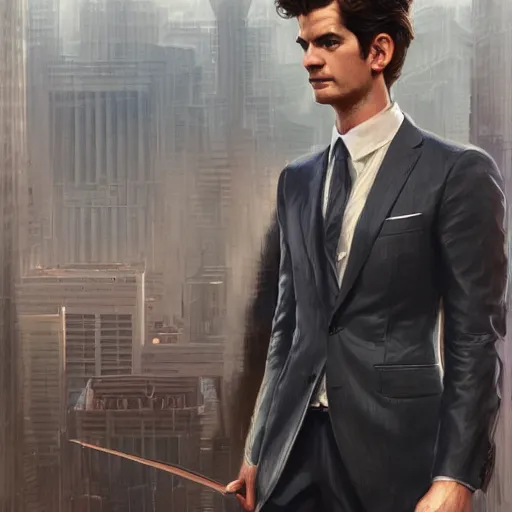 Prompt: full figure ultra realistic illustration, andrew garfield as business man, intricate, elegant, highly detailed, digital painting, artstation, concept art, smooth, sharp focus, illustration, art by artgerm and greg rutkowski and alphonse mucha