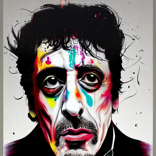 Prompt: al pacino as scarface painted by alex pardee and nekro and petros afshar, unstirred paint, vivid color, cgsociety 4 k