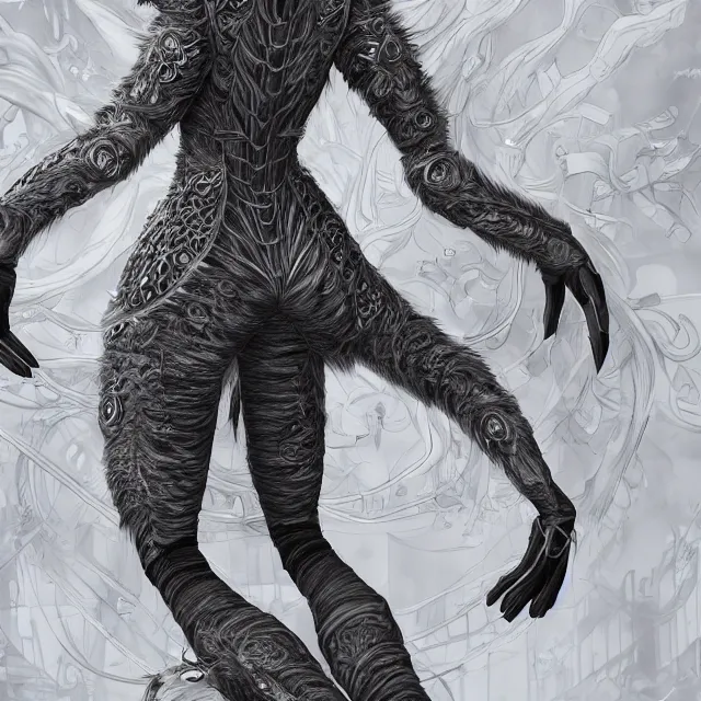 Prompt: the full body of anthropomorphic lynx fursona from behind wearing a steampunk suit as unimaginably beautiful, gorgeous, elegant, young woman with lynx head, an ultrafine hyperdetailed illustration by furaffinity, intricate linework, white fur, unreal engine 5 highly rendered, global illumination, radiant light, detailed and intricate environment