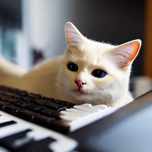 Prompt: cat hacking on a keyboard