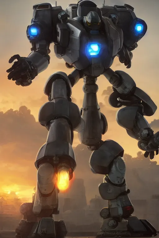 Image similar to mechwarrior 5 : mercenaries mech megaman transformer robot boss tank engine game octane render, 4 k, hd 2 0 2 2 3 d cgi rtx hdr style chrome reflexion glow fanart, global illumination ray tracing hdr fanart arstation by ian pesty by jesper ejsing pixar and disney unreal zbrush central hardmesh