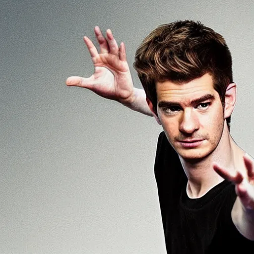 Prompt: A portrait of Andrew Garfield using his Wing Chun skills to defeat a group of baddies. Photo realistic, high detail