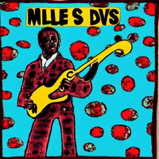 Image similar to miles davis in the style of daniel johnston, 4k