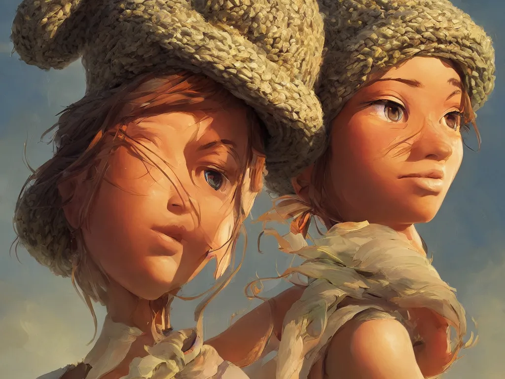 Image similar to beauty hemp kid in hemp hat madeof hemp, behance hd by jesper ejsing, by rhads, makoto shinkai and lois van baarle, ilya kuvshinov, rossdraws global illumination, golden ratio, symmetrical beauty face