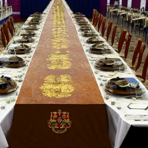 Image similar to vladimir putin on a very very very very long table