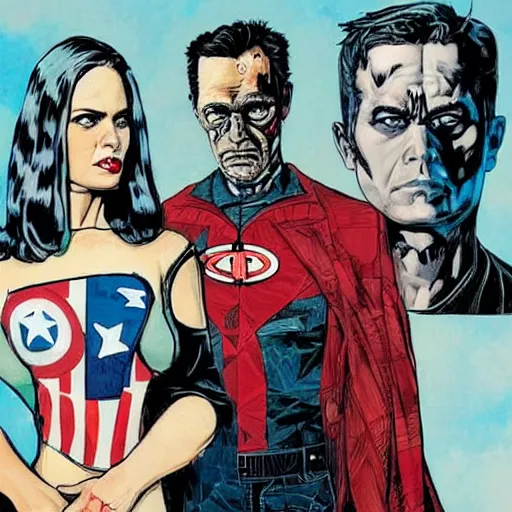 Image similar to American Gothic, by MARVEL comics and Sandra Chevrier