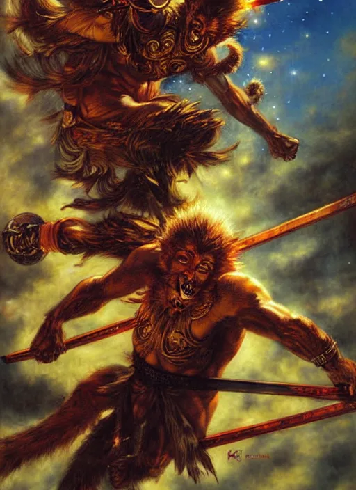 Image similar to sun wukong makes a havoc in the heavenly palace by karol bak