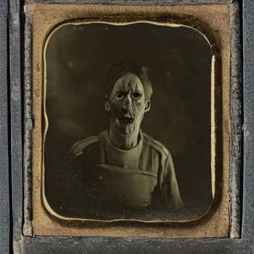 Image similar to a tintype of an angry alien