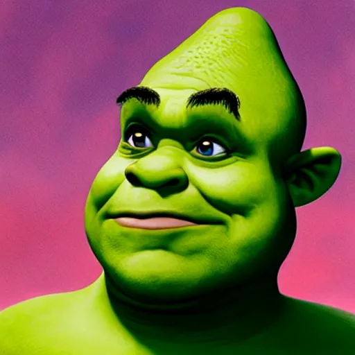 Prompt: An airbrush caricature of Shrek