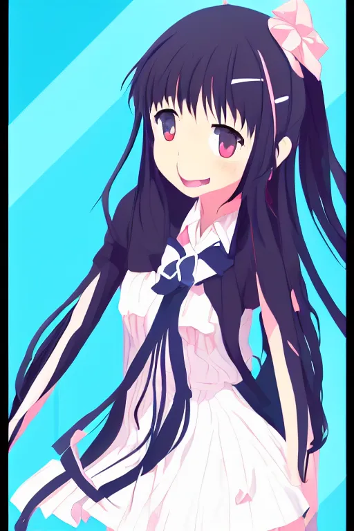 Image similar to An high school girl with smile, portrait, full body, Illustrator, kyoto animation, aniplex, pixiv