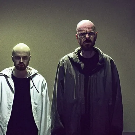 Image similar to Jesse Pinkman and Walter White join a cult together
