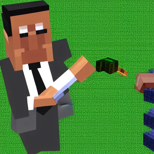Image similar to Barack Obama smoking weed in Minecraft