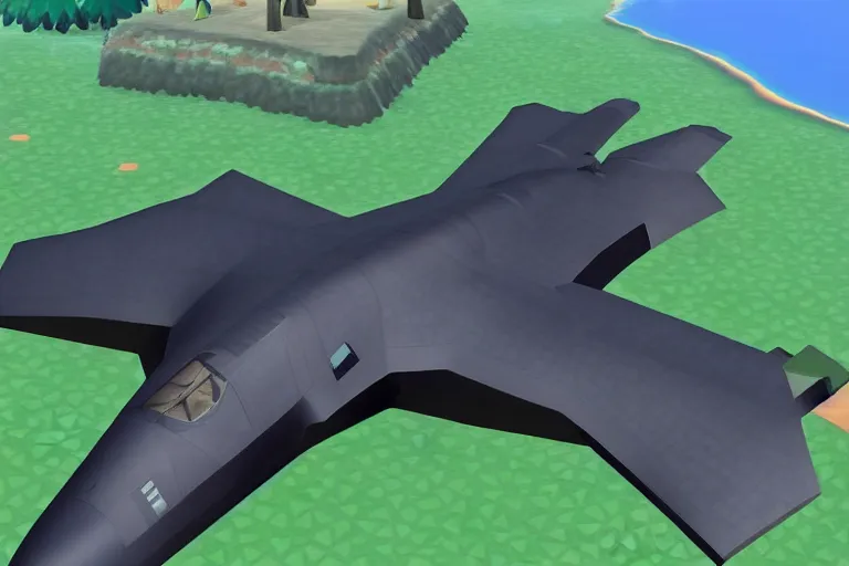 Image similar to b 2 stealth bomber in animal crossing