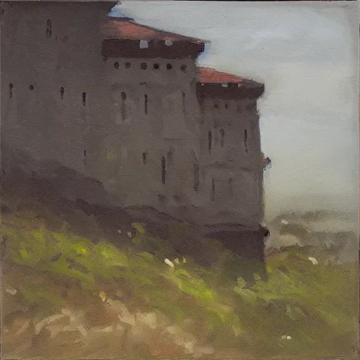 Prompt: “a matte panting of a old fort”