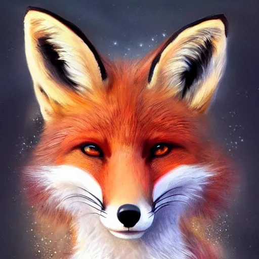 Image similar to portrait of a fox wearing a tiara wreath flowers, fantasy art, d & d, trending on artstation, beautiful art, highly detailed