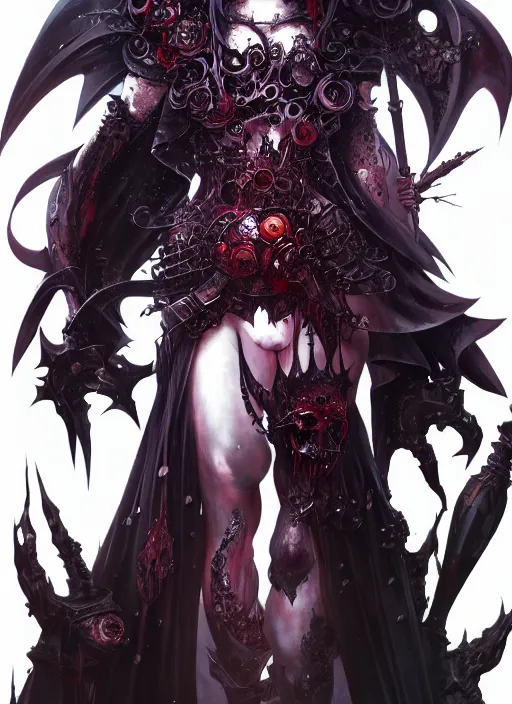 Prompt: a beautiful queen of death fullbody view, highly detailed, yoshitaka amano, trending on artstation, soft light, sharp focus, illustration, character design, concept art
