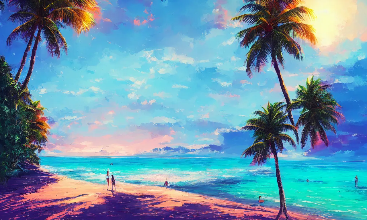 Image similar to paradise beach by alena aenami artworks in 4 k