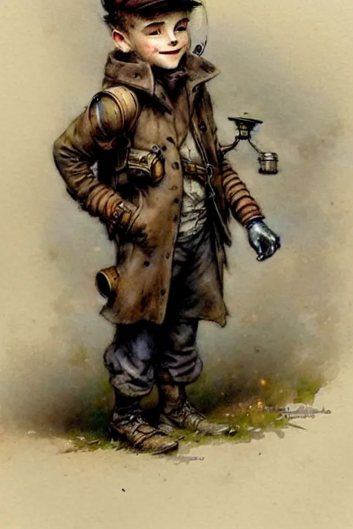 Image similar to (((((1950s steampunk adventurer boy inventer explorer . muted colors.))))) by Jean-Baptiste Monge !!!!!!!!!!!!!!!!!!!!!!!!!!!