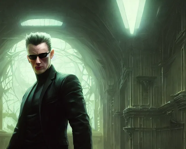 Prompt: highly detailed portrait of albert wesker, in the matrix, stephen bliss, unreal engine, fantasy art by greg rutkowski, loish, rhads, ferdinand knab, makoto shinkai and lois van baarle, ilya kuvshinov, rossdraws, tom bagshaw, global illumination, radiant light, detailed and intricate environment