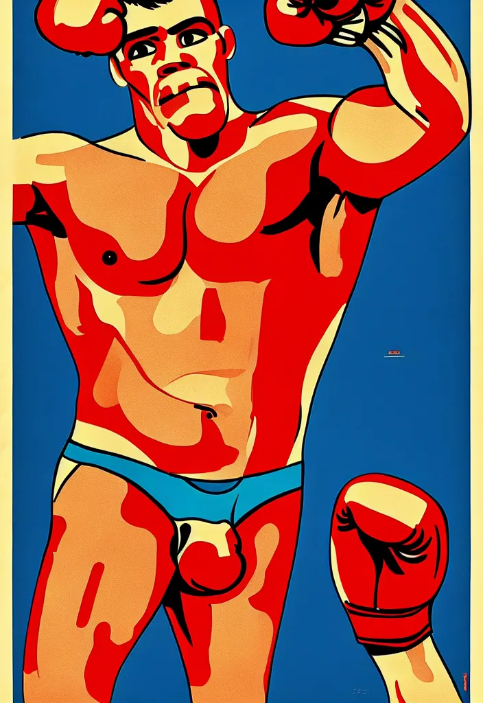Prompt: boxer, anatomically correct, style of soviet poster