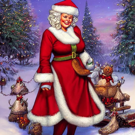 Prompt: Mrs. Claus as painted by Ralph Horsley