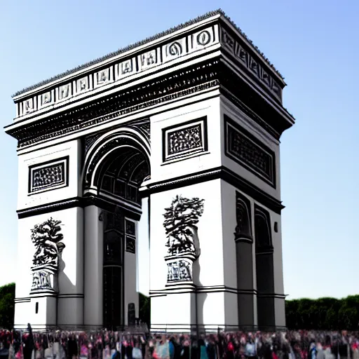 Prompt: the arc du triomphe with a portal leading to another world in it