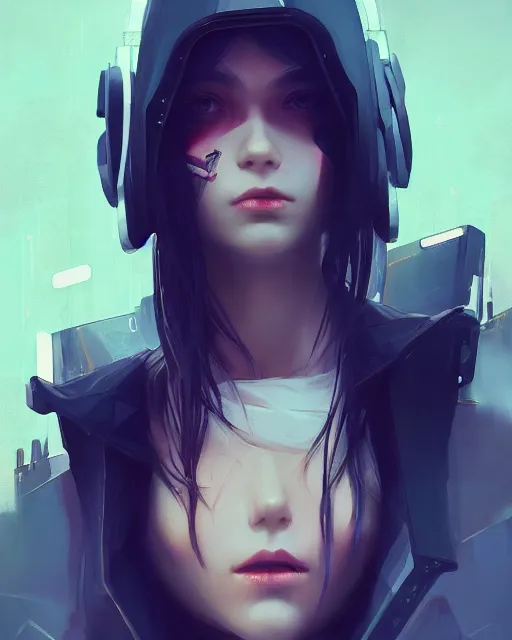 Image similar to beautiful lady wearing cyberpunk streetwear, detailed portrait, 4 k, vivid colours, concept art by wlop, ilya kuvshinov, artgerm, krenz cushart, greg rutkowski, pixiv. cinematic dramatic atmosphere, sharp focus, volumetric lighting, cinematic lighting, studio quality