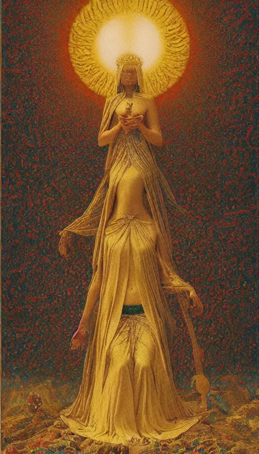 Image similar to the empress, a beautiful woman sitting on a stone throne, fertility, tarot design, ankh symbolism, agostino arrivabene