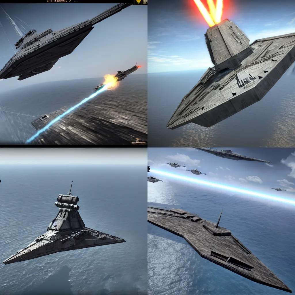 Prompt: A Star Destroyer Star Wars ship in the game War Thunder, screenshot