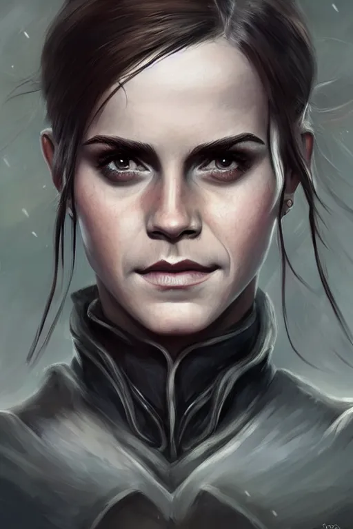 Prompt: portrait of dunmer emma watson face portrait, epic, elder scrolls art, fantasy, skyrim, hd shot, digital portrait, beautiful, artstation, by artgerm, guy denning, jakub rozalski, magali villeneuve and charlie bowater