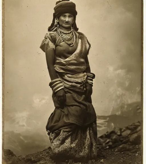 Image similar to vintage_portrait_photo_of_a_beautiful_nepalese_maiden in the himalayan mountains