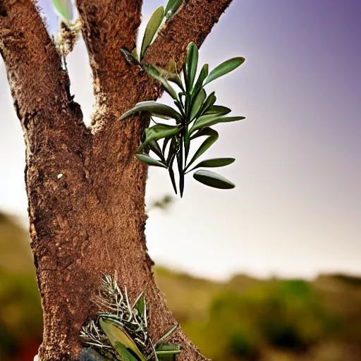 a wild olive branch being grafted onto an olive tree, | Stable ...