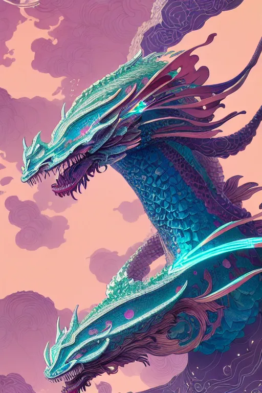 Image similar to a beautiful hyperdetailed character design 4 k wallpaper illustration of cyan dragon victo ngai, from china, style of studio ghibli, makoto shinkai, raphael lacoste, louis comfort tiffany, artgerm, xision, james jean, ross tran, chinese style