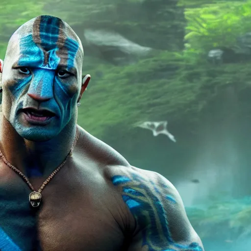 Image similar to Dwayne Johnson in Avatar 4K quality super realistic