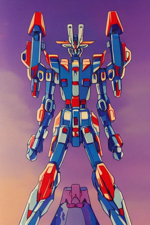 Image similar to risograph grainy painting of gigantic huge evangelion - like gundam mech face, with huge earrings and rings around head with a lot of details, covered with rich jewelry, blue hour, twilight, by moebius and dirk dzimirsky and satisho kon, close - up wide portrait