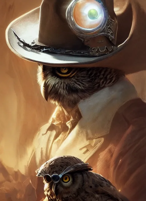 Prompt: owl in a cowboy hat and eye mask disguise, marvel comics, dark, intricate, highly detailed, smooth, artstation, digital illustration by Ruan Jia and Mandy Jurgens and Artgerm and Wayne Barlowe and Greg Rutkowski and Frank Frazetta