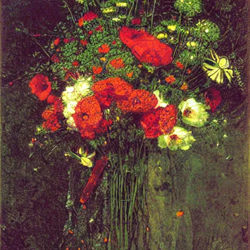 Prompt: Illustration of flower bouquet, art by John Atkinson Grimshaw