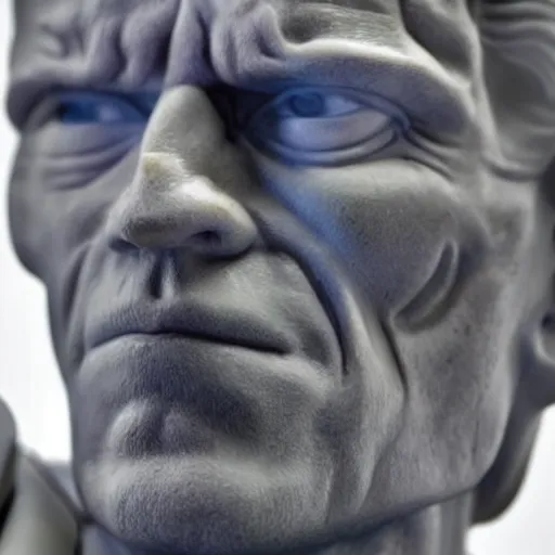 Image similar to marble statue of arnold schwarzenegger as the terminator, ultrarealistic, detailed, 8 k